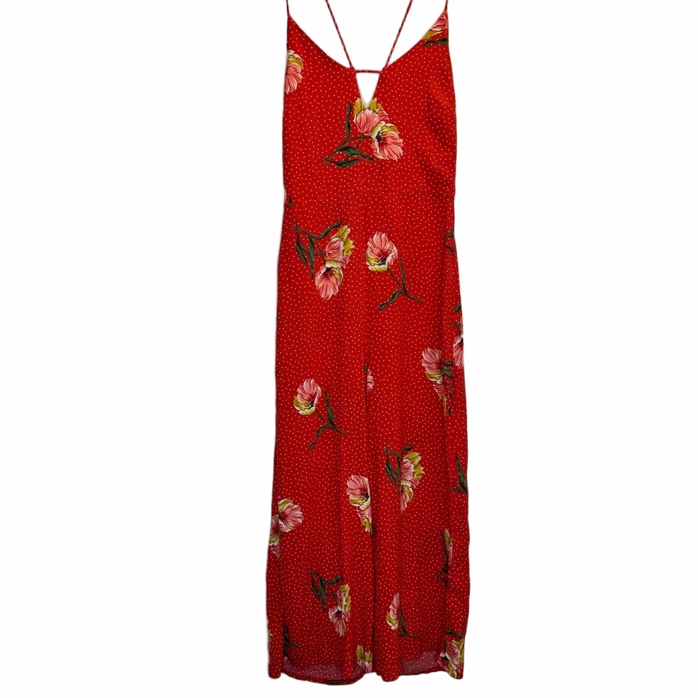 Topshop Red Floral Jumpsuit Size 4